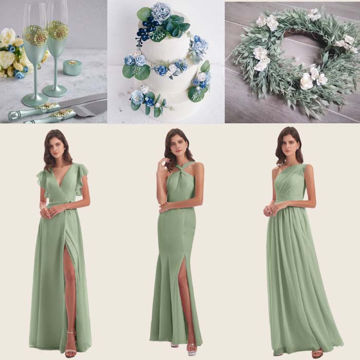 dusty sage green bridesmaid dresses