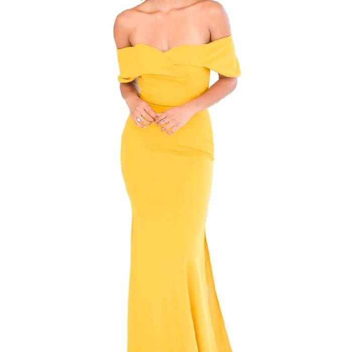 yellow crepe dress