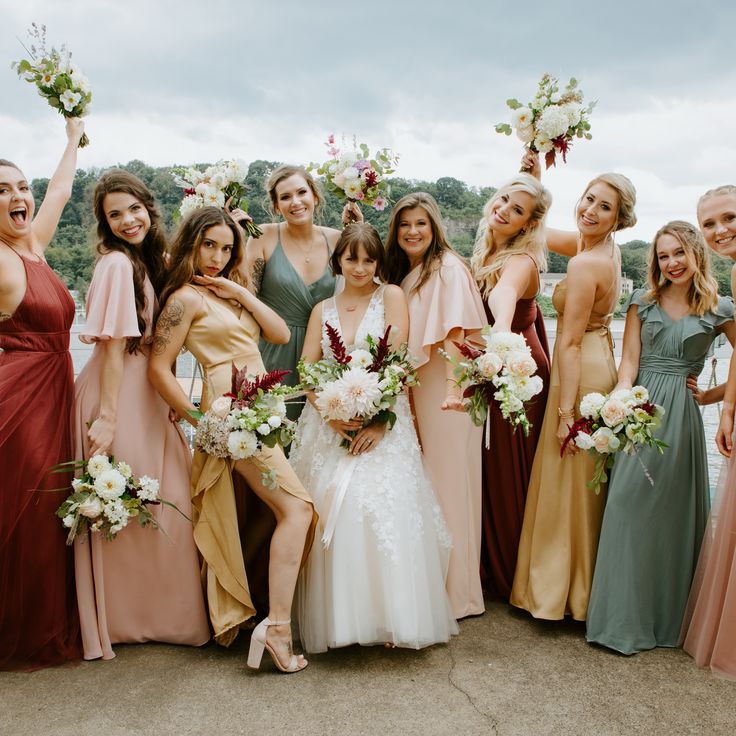 Boho mismatched bridesmaid dresses