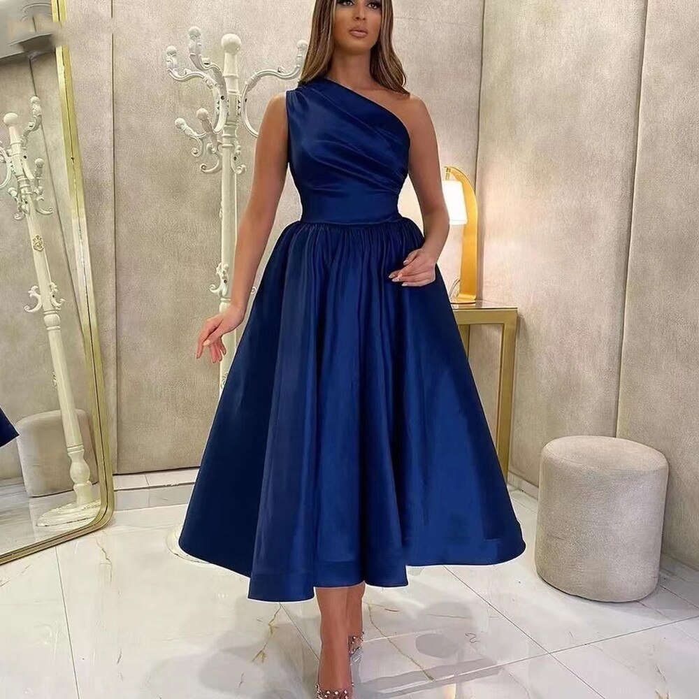 one-shoulder-royal-blue-prom-dress-tea-length-a-line-evening-dress